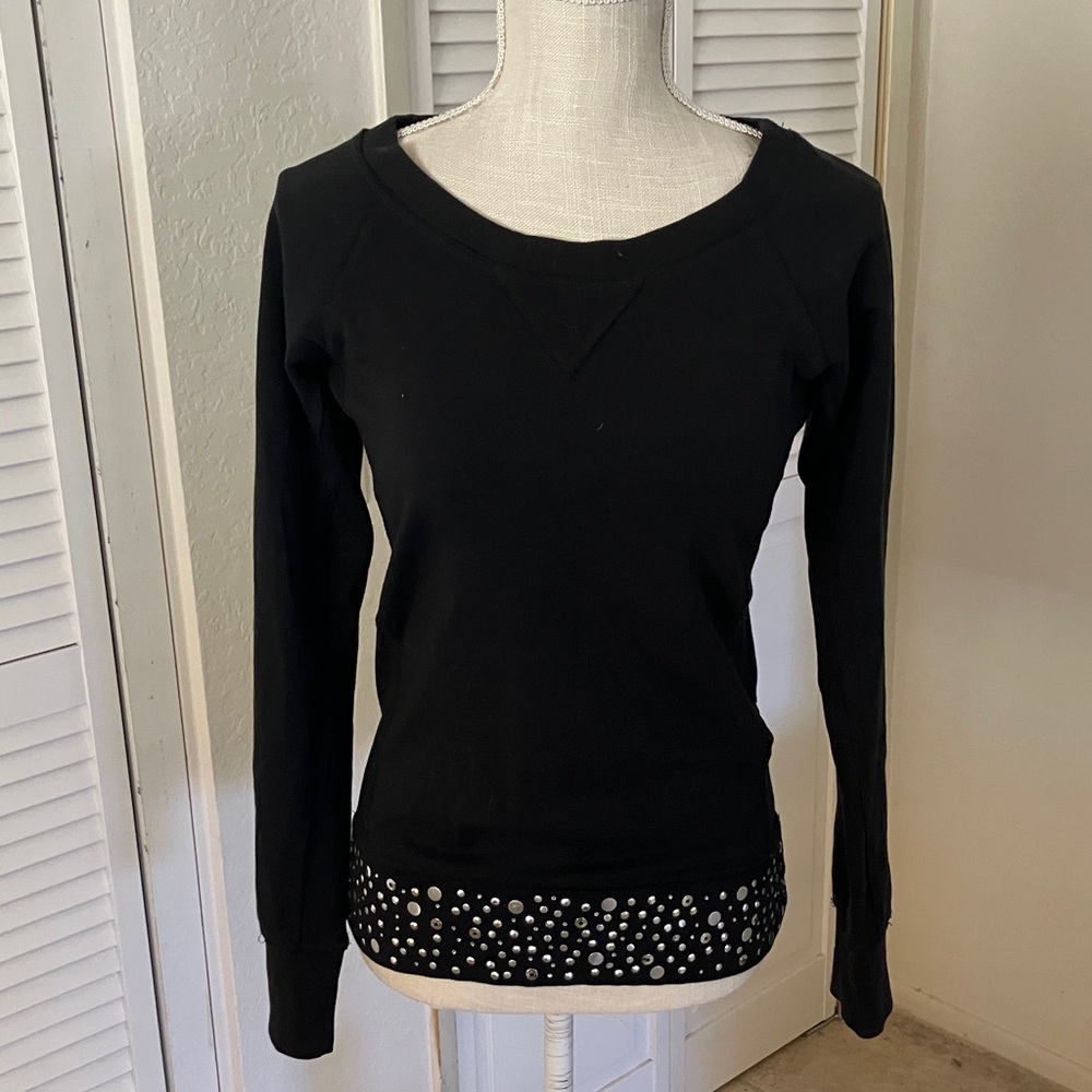 Express black sweatshirt winter top shirt with silver grommets size S‎
